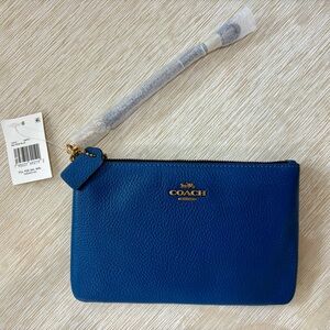 NWT Coach Blue Leather Wristlet